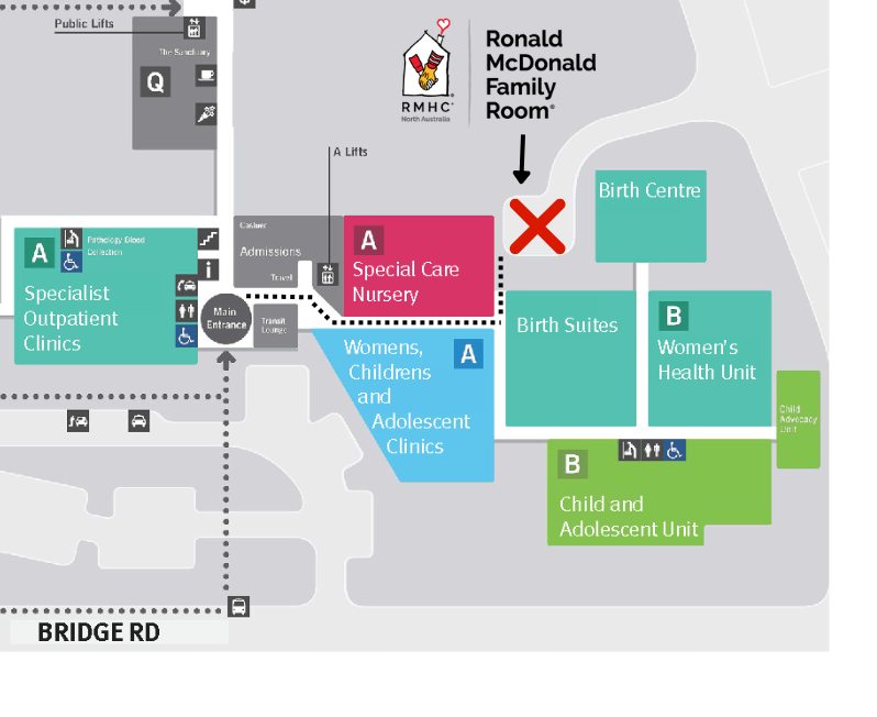 Ronald McDonald Family Room at Mackay Base Hospital Map